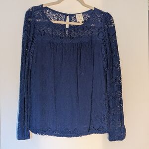 Elegant Blue Lace Women's Top